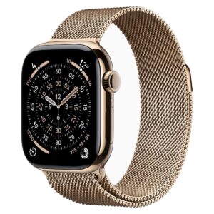 Apple Watch Series 11 GPS + Cellular 42mm Gold Natural Titanium Case with Milanese Loop - MF8Y4AF/A - Gold