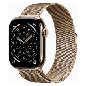 Apple Watch Series 11 GPS + Cellular 46mm Gold Natural Titanium Case with Milanese Loop M/L - MFD84AF/A - Gold