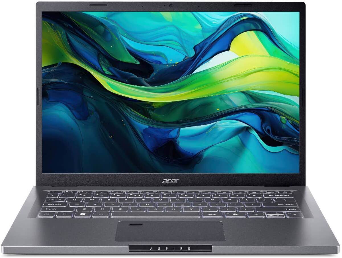 Acer Aspire 14 A14 Laptop, 14" WUXGA IPS Display, Intel Core 7-150U Processor, 16GB RAM, 1TB SSD, Shared Intel Graphics, English-Arabic Keyboard, Windows 11 Home, Iron - NX.KRWEM.002