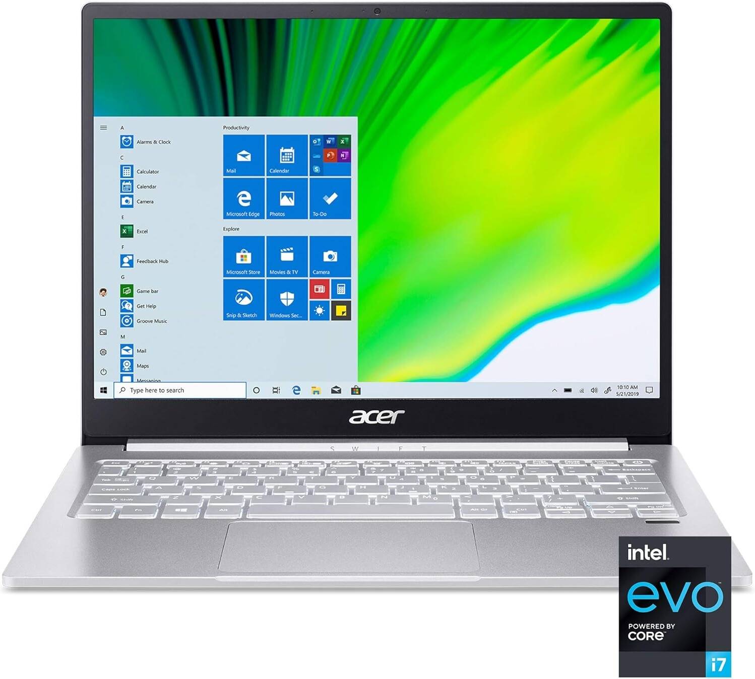 Acer Swift 3 Intel Evo Thin & Light Laptop, 13.5" 2256 x 1504 IPS, Intel Core i7-1165G7, Intel Iris Xe Graphics, 8GB LPDDR4X, 512GB NVMe SSD, Wi-Fi 6, Fingerprint Reader, Back-lit KB, SF313-53-78UG