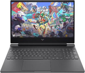 HP Victus B5EQ3UA Laptop - 15.6" diagonal, FHD (1920 x 1080), 144 Hz, IPS, micro-edge, anti-glare, 300 nits, 62.5% sRGB, Intel® Core™ i5-13420H (up to 4.6 GHz, 12 MB L3 cache, 8 cores, 12 threads), 16GB RAM, 512 GB PCIe® Gen4 NVMe™ M.2 SSD, GeForce RTX 4050 6GB GPU