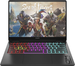 HP OMEN B94GQUA Laptop - 14" diagonal, 3K (2880 x 1800), OLED, 48-120 Hz, 0.2 ms response time, UWVA, edge-to-edge glass, micro-edge, Low Blue Light, SDR 400 nits, HDR 500 nits, 100% DCI-P3, Intel® Core™ Ultra 7 255H (up to 5.1 GHz, 24MB L3 cache, 16 cores, 16 threads), 32GB RAM, 1TB PCIe Gen4 NVMe TLC M.2 SSD, GeForce RTX 5060 8GB