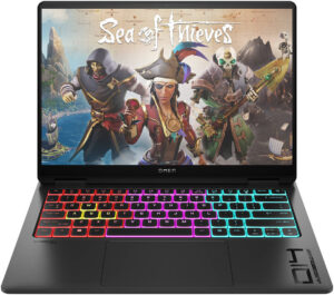 HP OMEN B93S3UA Laptop - 14" 3K (2880 x 1800), OLED, 48-120 Hz, 0.2 ms response time, UWVA, edge-to-edge glass, micro-edge, Low Blue Light, SDR 400 nits, HDR 500 nits, 100% DCI-P3, Intel® Core™ Ultra 9 285H (up to 5.4 GHz with Intel® Turbo Boost, 24 MB L3 cache, 16 cores, 16 threads), 32GB RAM, 1 TB PCIe® Gen4 NVMe™ TLC M.2 SSD, GeForce RTX 5070 8GB Graphics