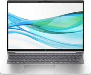 HP ProBook B9ZF1ET Laptop - 16″ WUXGA (1920×1200) IPS, anti-glare, 300 nits, 45% NTSC, Intel Core Ultra 7 155U (up to 4.8 GHz, 12 MB L3, 12 cores / 14 threads), 8GB RAM, 512GB SSD, Integrated Intel Graphics